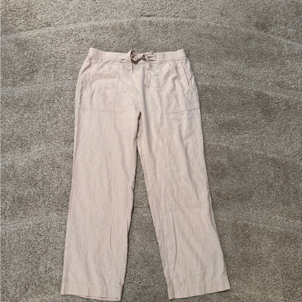 RAFAELLA COMFORT TAN LINEN PANTS LADIES SIZE LARGE